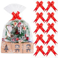 Kolewo4ever Christmas Snowflake Cellophane Bags 20pcs 16x24in Red Floral