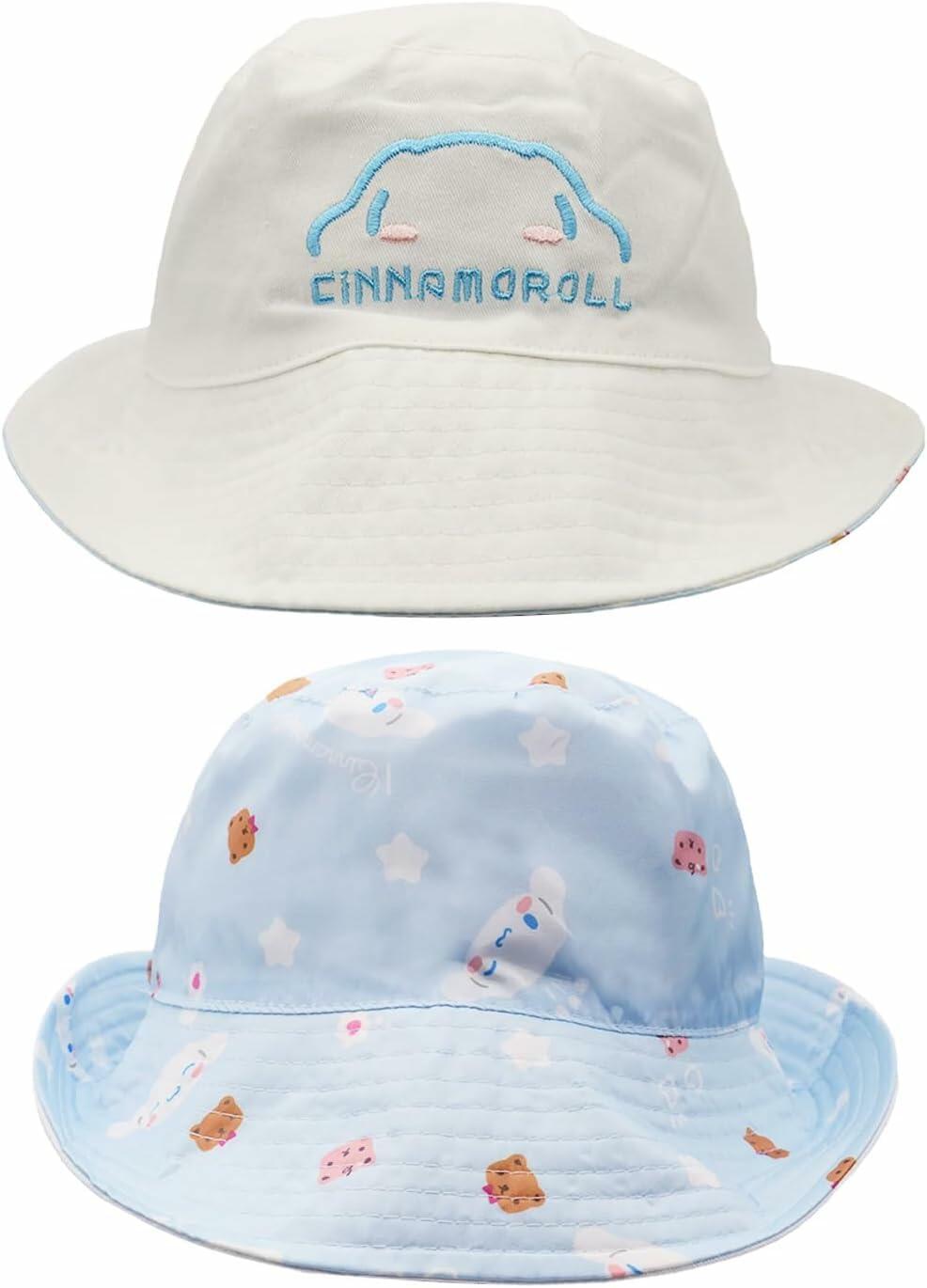 Kawaii Cotton Reversible Bucket Hat Women Lightweight Summer Outdoor