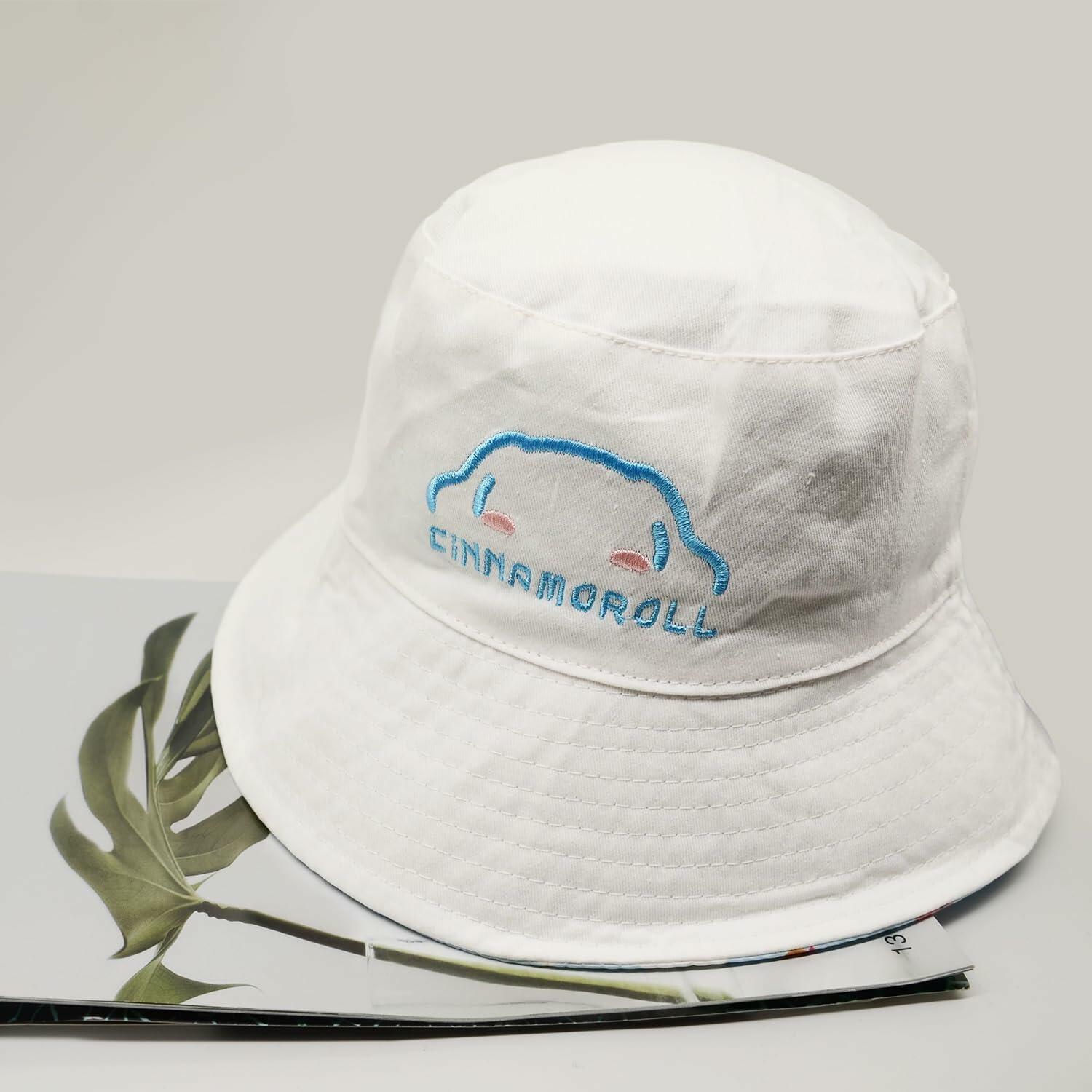 Kawaii Cotton Reversible Bucket Hat Women Lightweight Summer Outdoor