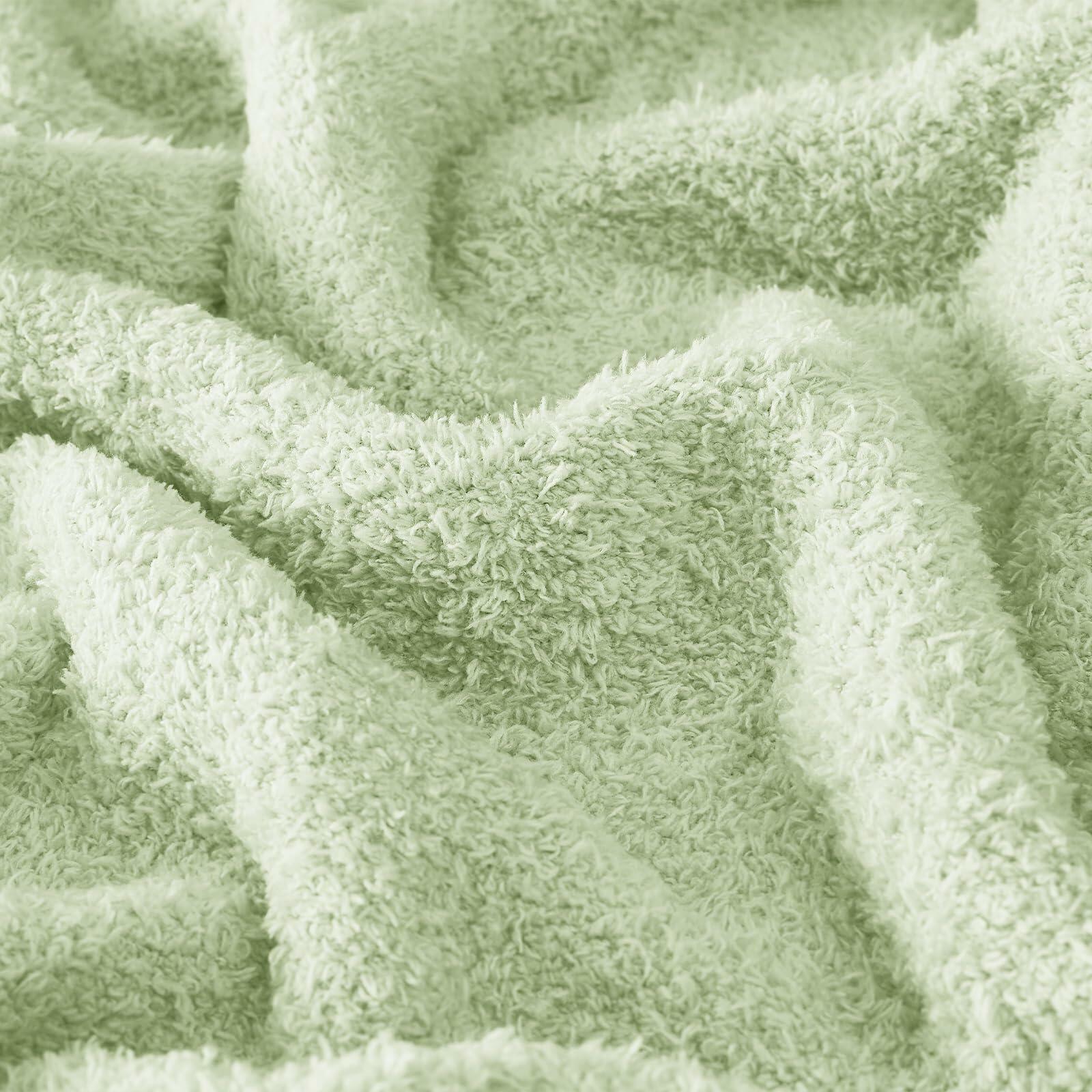 CYMULA Knit Throw Blanket Mint Green Lightweight Plush 50x60 inches
