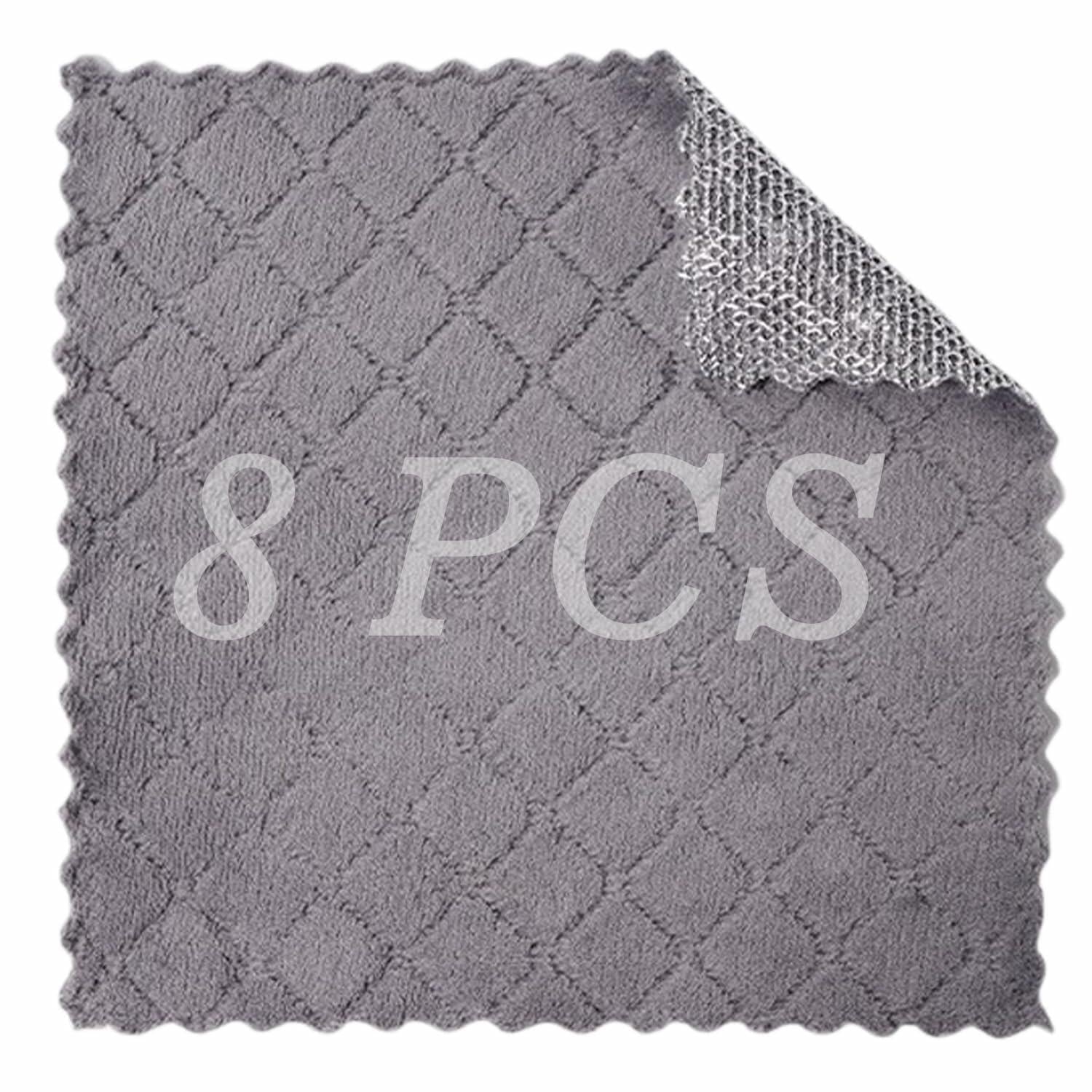 Metyond 12 PCS Non Scratch Wire Dishcloth Kitchen Cleaning Rags Gray