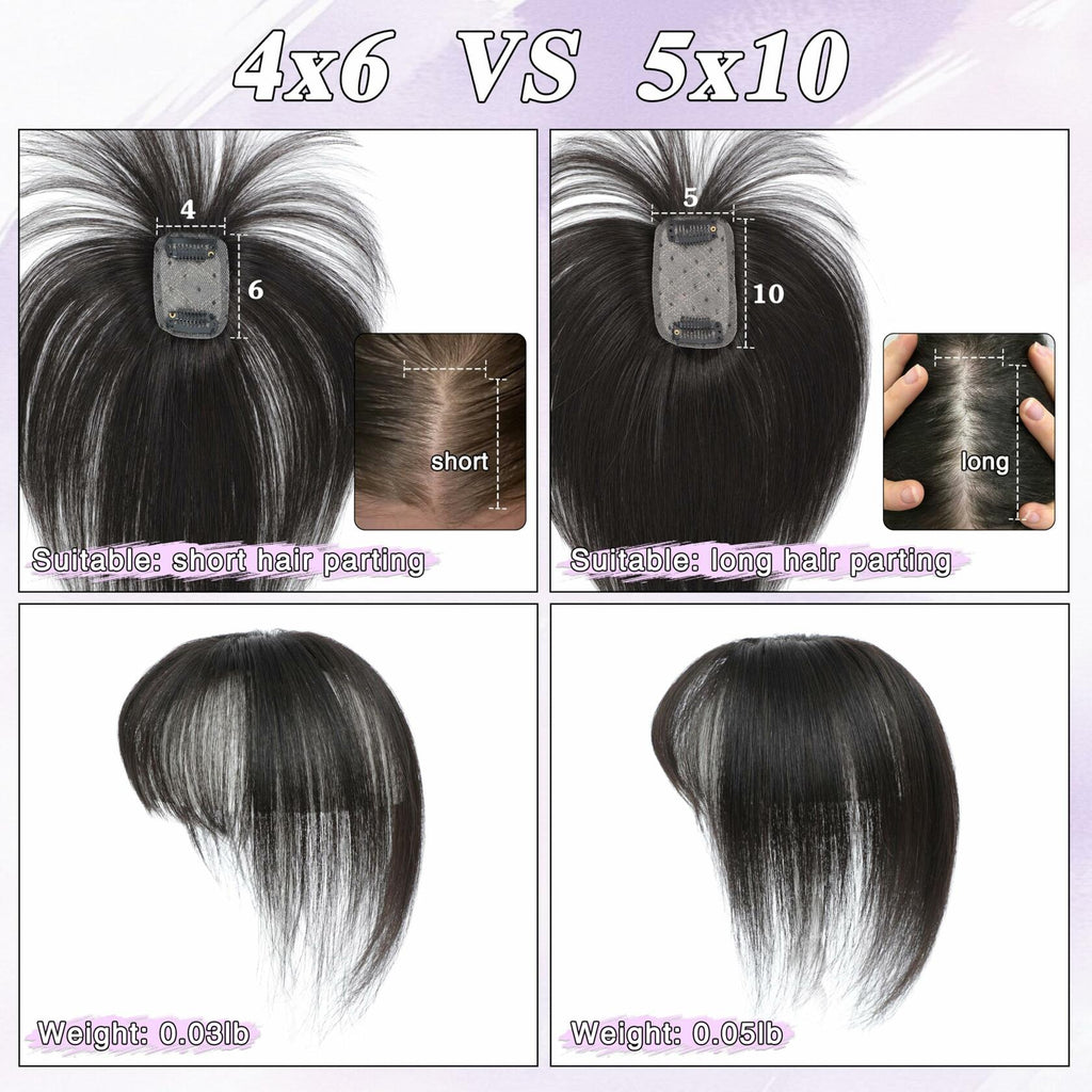 BUPPLER 360° 3D Hair Topper with Bangs for Thinning Hair 4x6 Brown Black-1B