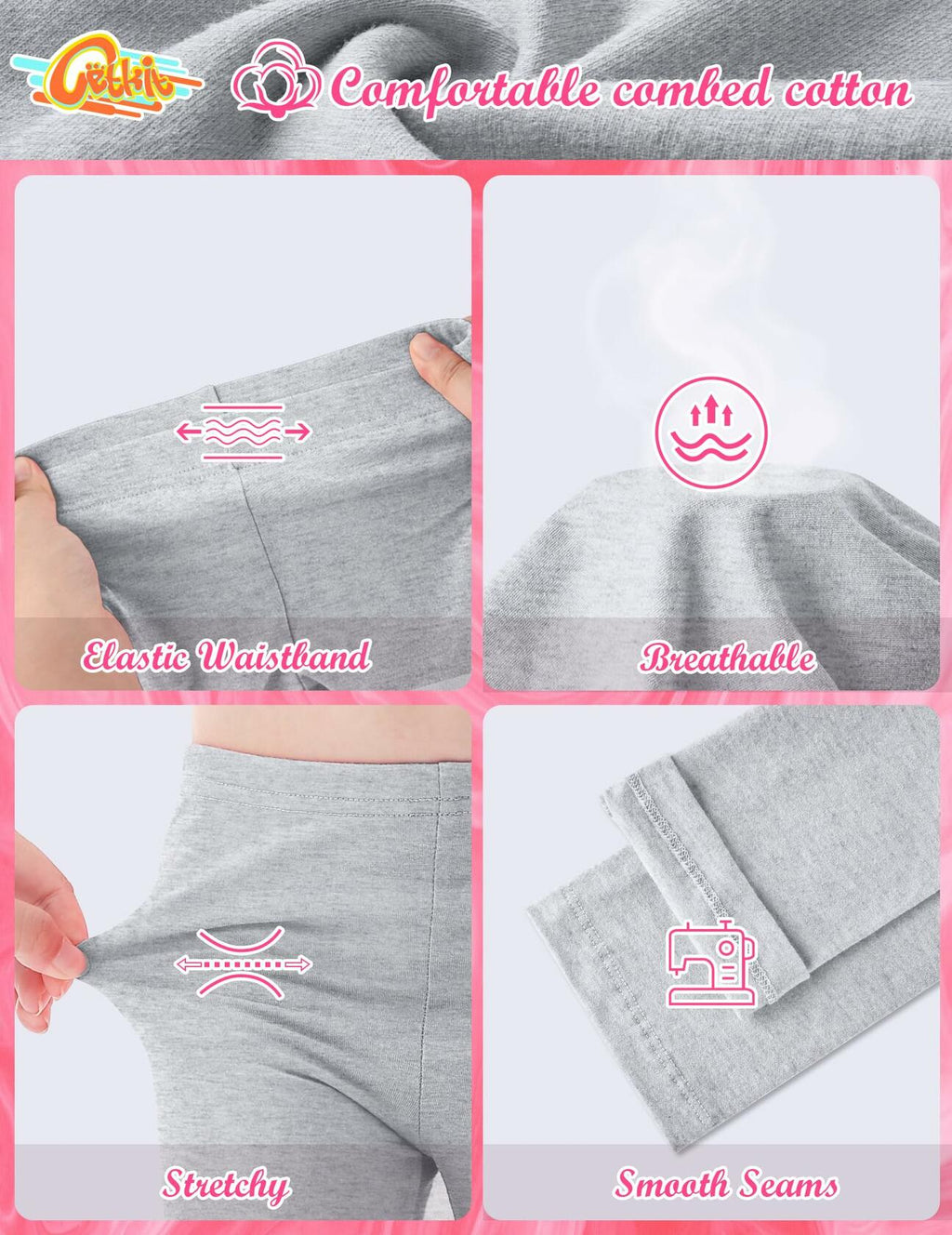 CETKIT Toddler Girl Leggings Cotton Stretchy Workout Pants Light Grey Size 4T
