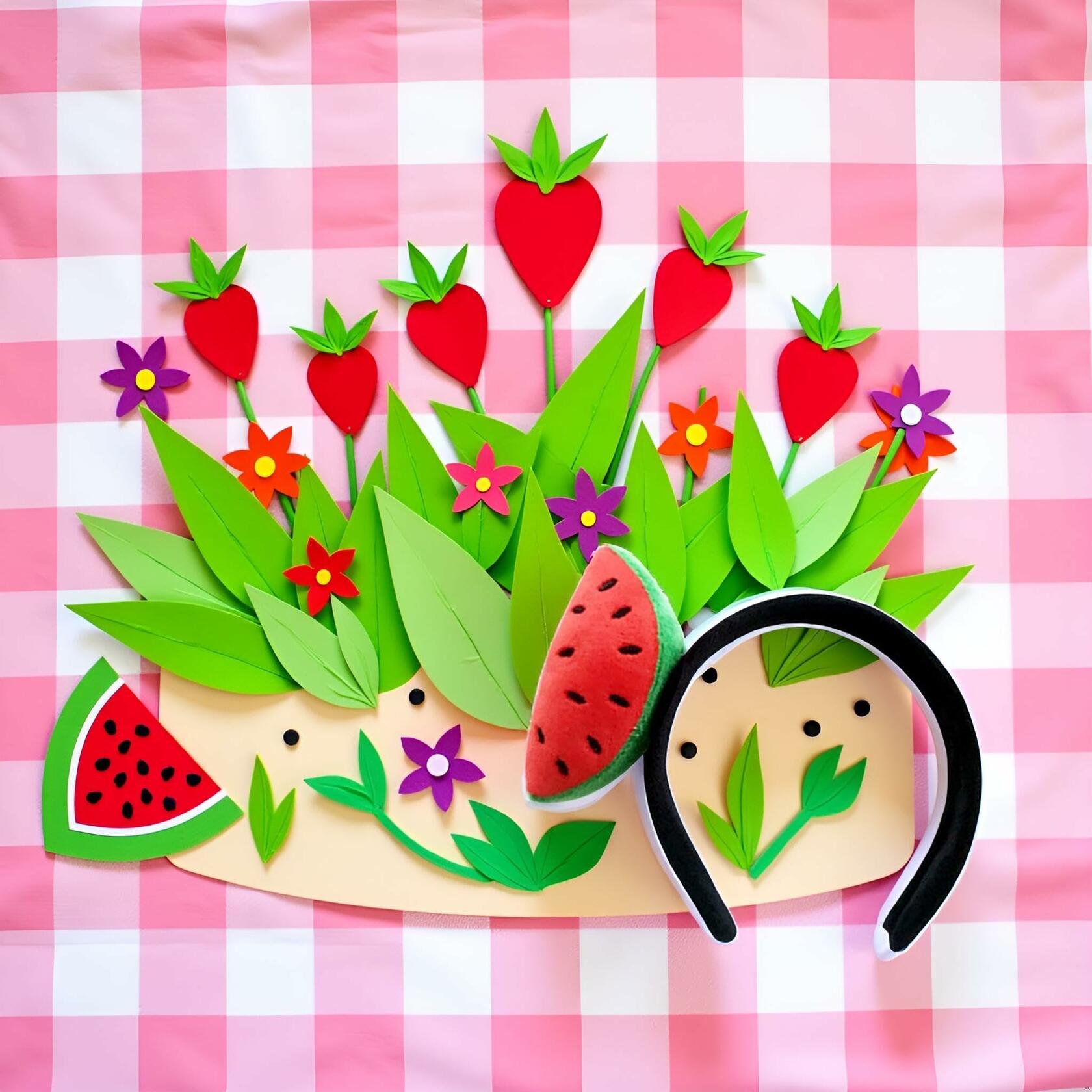 Sluswallow Watermelon Strawberry Plush Hairband Headband Red Cloth Accessory