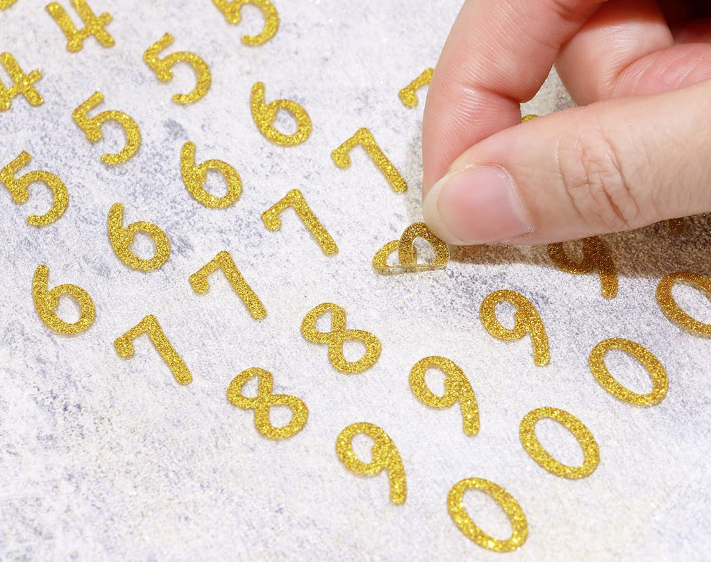 PPhtony 6 Sheets Glitter Alphabet Number Stickers Self-Adhesive Silver