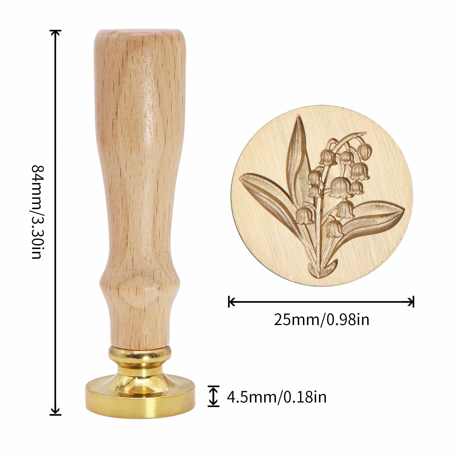 Tulip 3D Embossed Brass Wax Seal Round Wood Handle Vintage Flower Design
