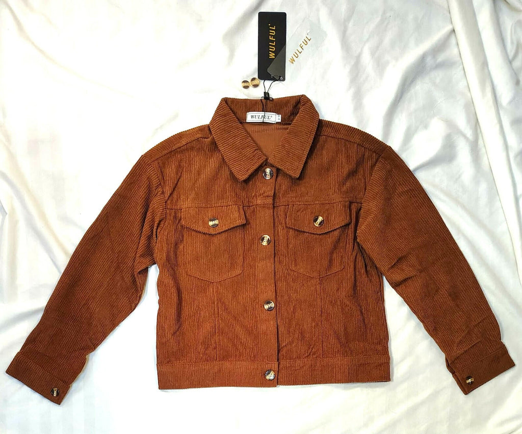 WULFUL Girl's Corduroy Button Down Jacket Brown Fall Outerwear Size 5-6Y