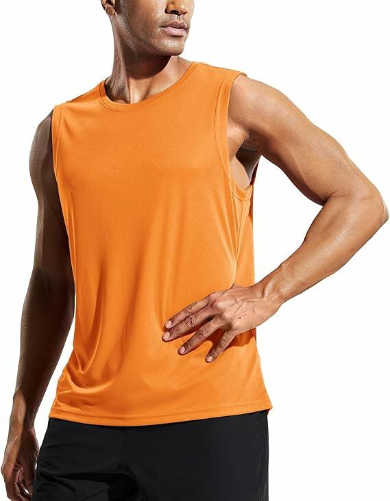 Haimont Sleeveless Workout Shirt UPF 50+ Quick Dry Orange Size XXL