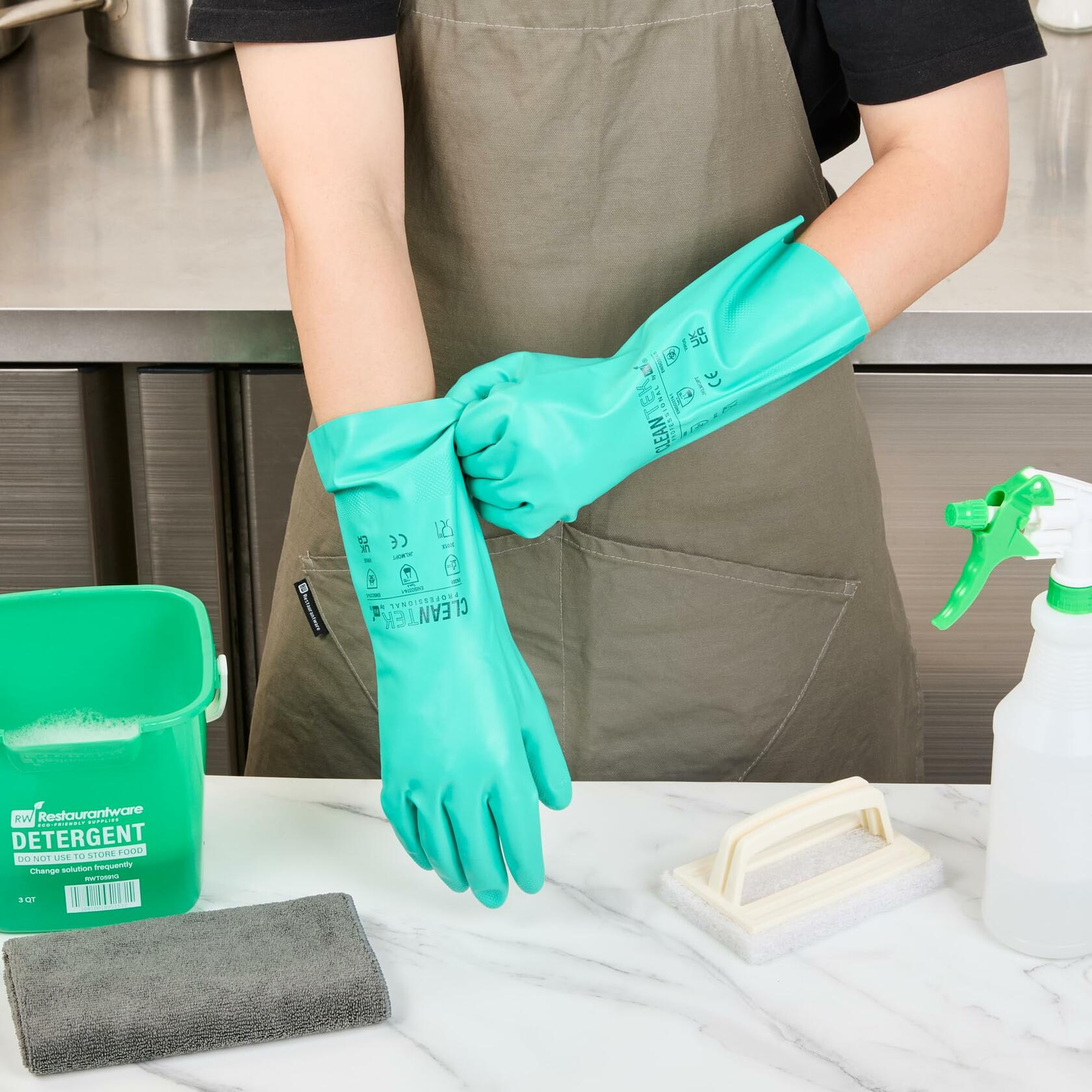 Clean Tek Professional 15 Mil Small Green Nitrile Gloves 1 Pair
