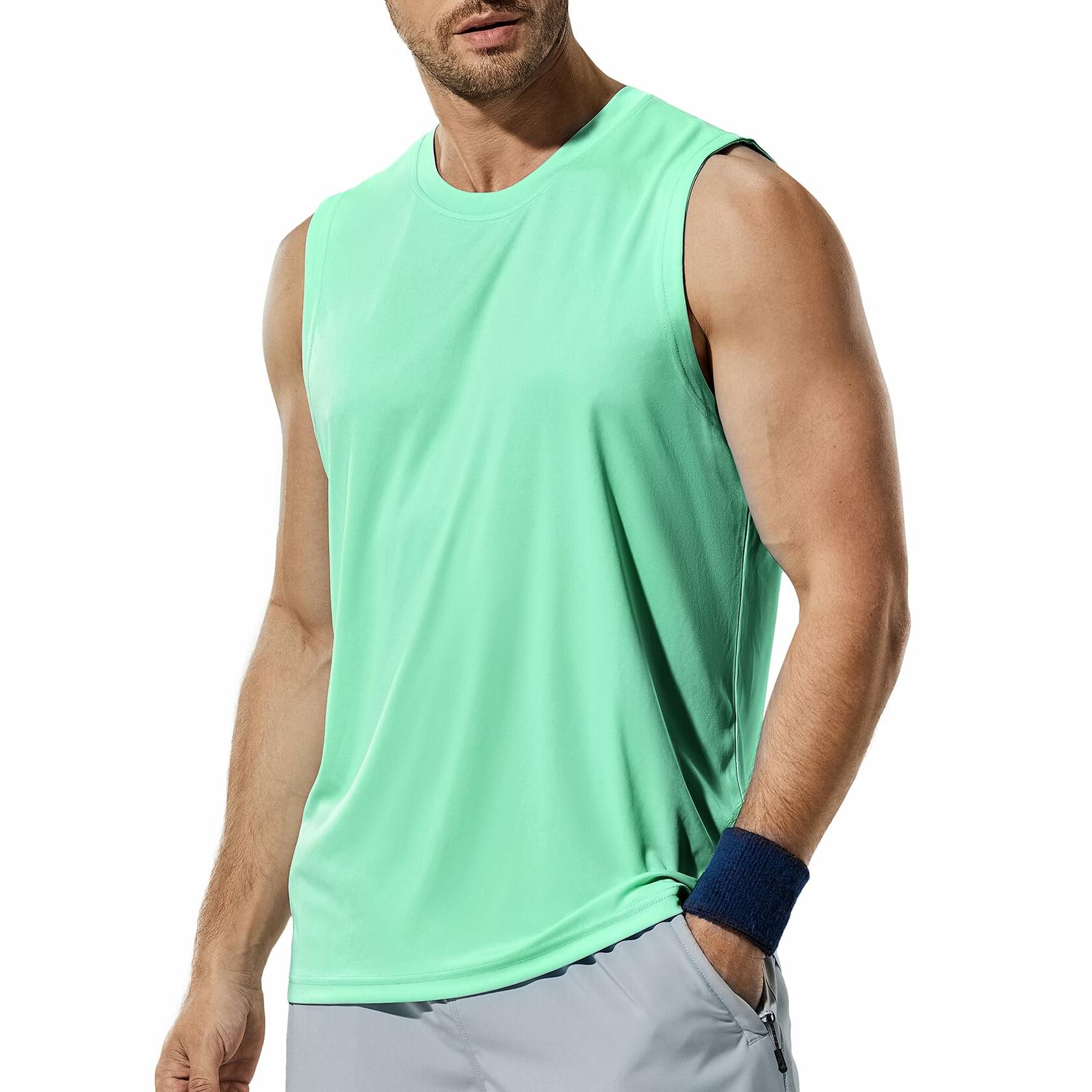 Haimont Sleeveless Workout Shirt UPF 50+ Quick Dry Orange Size XXL