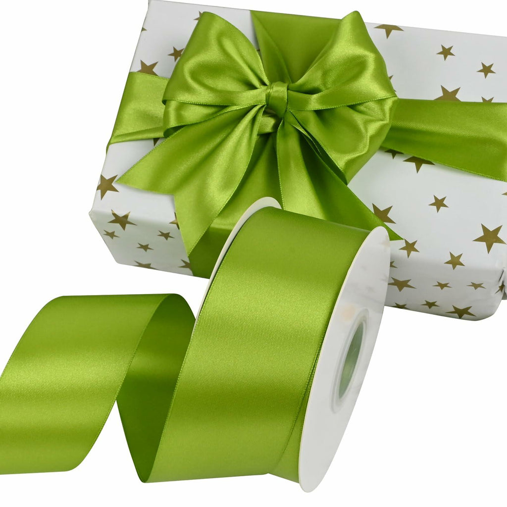 Simplegoal Double Face Olive Green Satin Ribbon 2in x 50yd Polyester