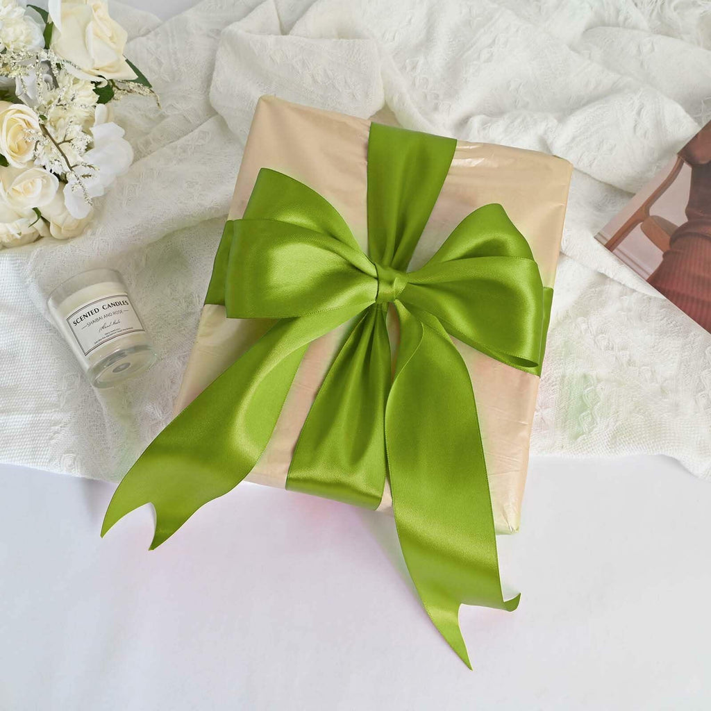Simplegoal Double Face Olive Green Satin Ribbon 2in x 50yd Polyester
