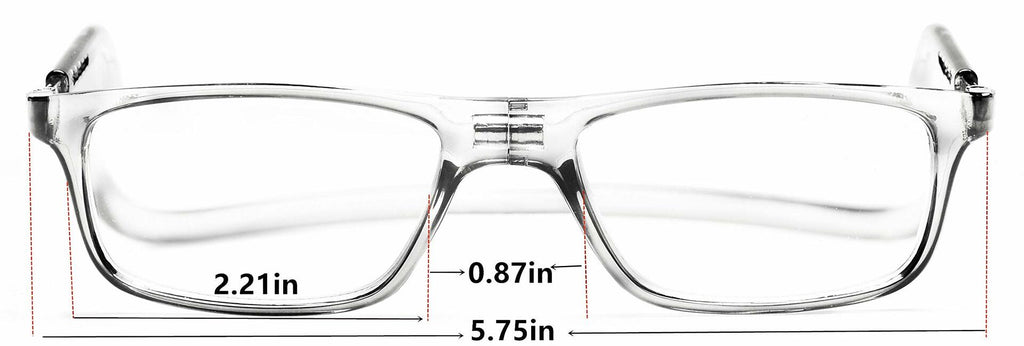 PESMUKO Magnetic Reading Glasses Adjustable Front Connect Clear G1 +3.50