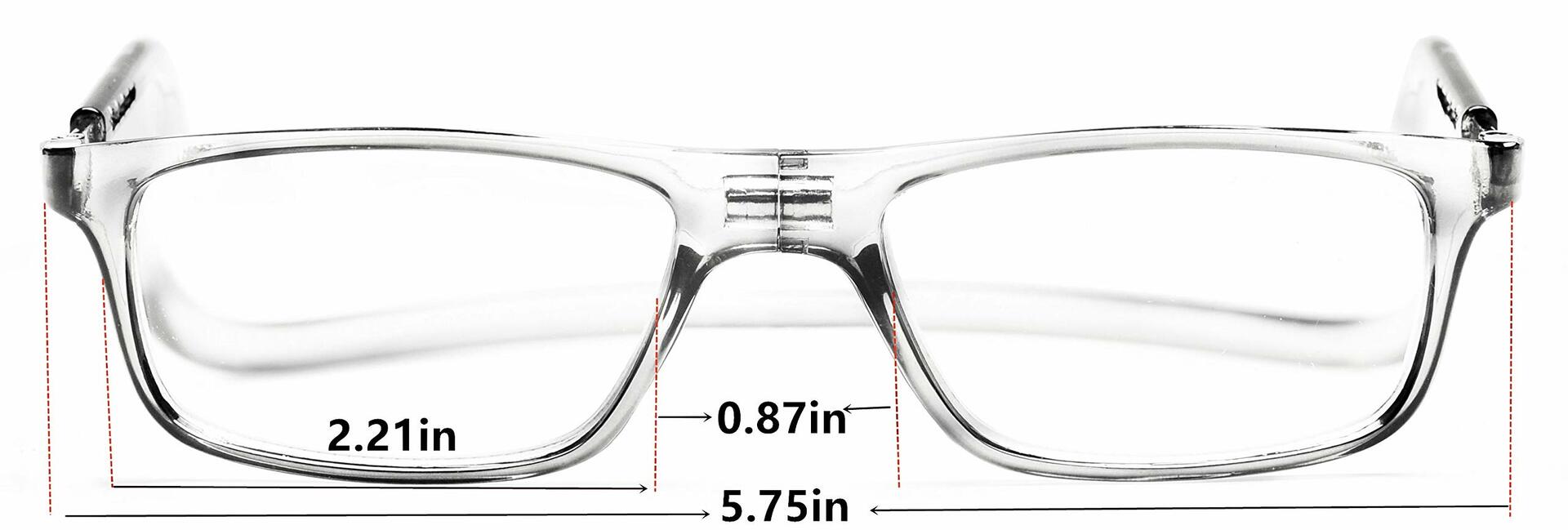 PESMUKO Magnetic Reading Glasses Adjustable Front Connect Clear G1 +3.50
