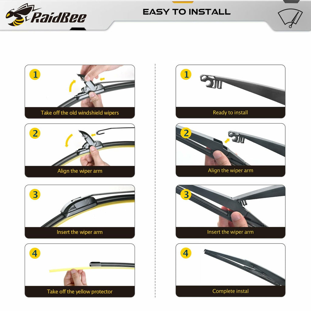 Raidbee Windshield Wiper Blades Set 26"+18" Front 16" Rear Subaru Outback 3pc