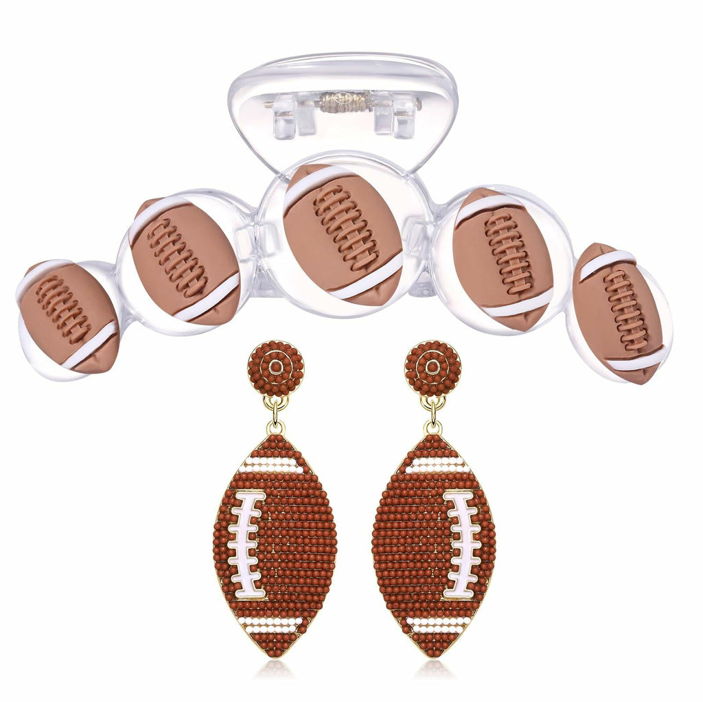 ANGLESJELL Football Baseball Hair Claw Clips Beaded Clear Nonslip Large D