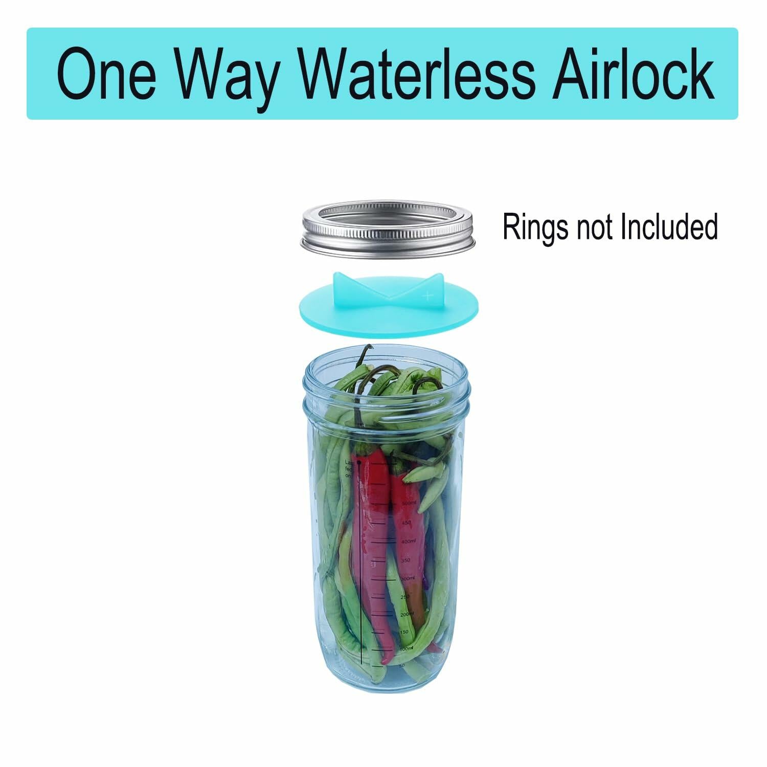 YOBNKU Fermentation Lids Silicone Airlock Caps Green 4 Pack Wide Mouth Jar
