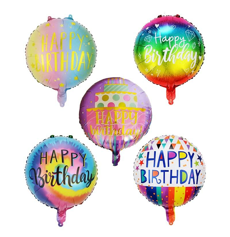 Yerdos HAPRTY 10pcs 18'' Round Rainbow Aluminum Foil Birthday Balloons