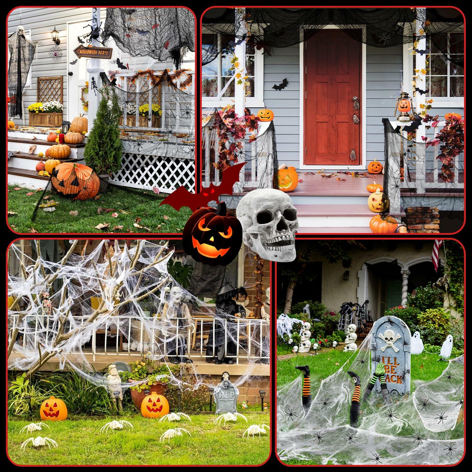 PinCute Halloween Decorations 5 Pack Creepy Cloth 30x72in Black Spider Web
