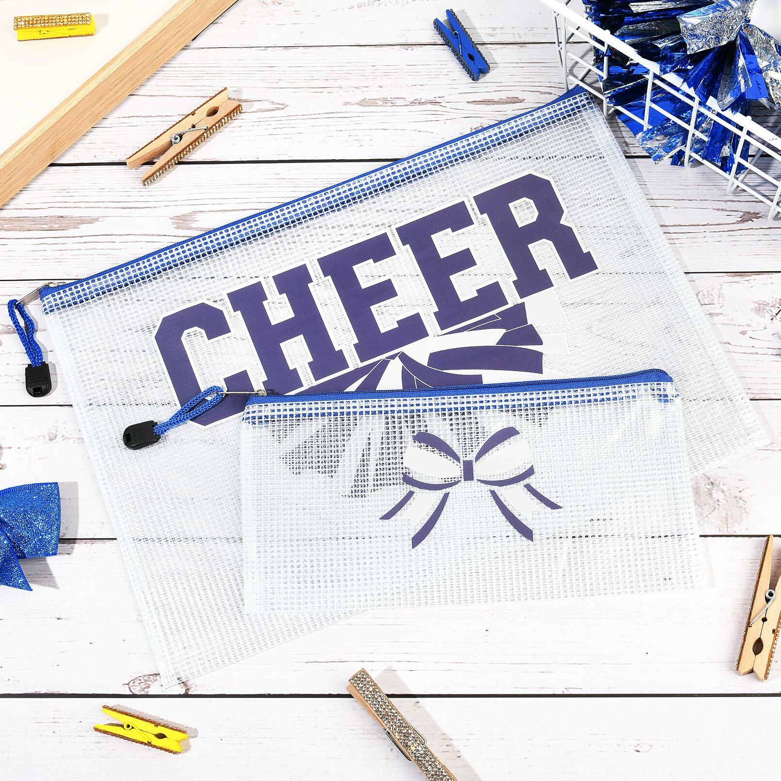 SOIDRAM 2 Pcs Cheer Makeup Bag Zipper Pouch Blue/Silver Plastic