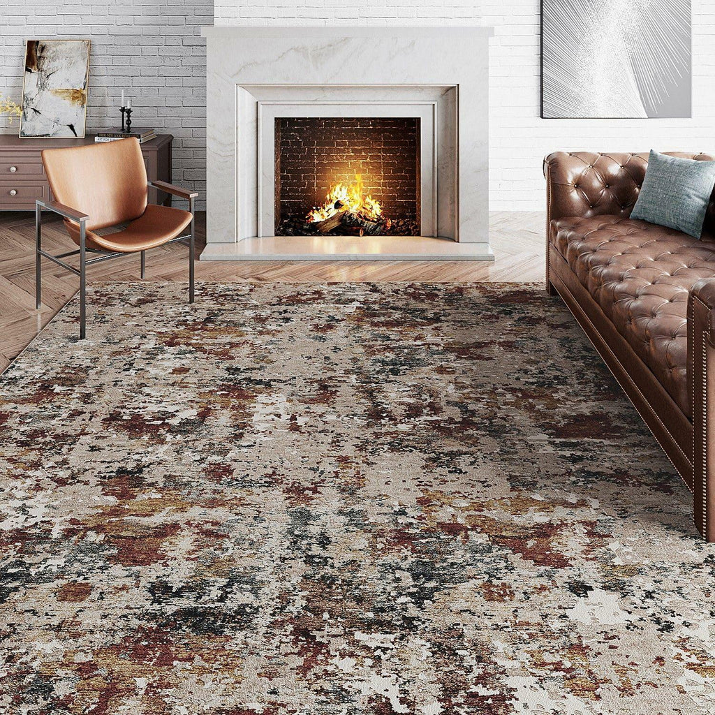 PureCozy 3x5 Taupe Vintage Floral Washable Low Pile Area Rug Classic
