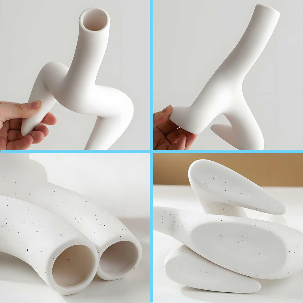 T9TDCS White Ceramic Vase Set of 2 Modern Nordic Boho Home Decor