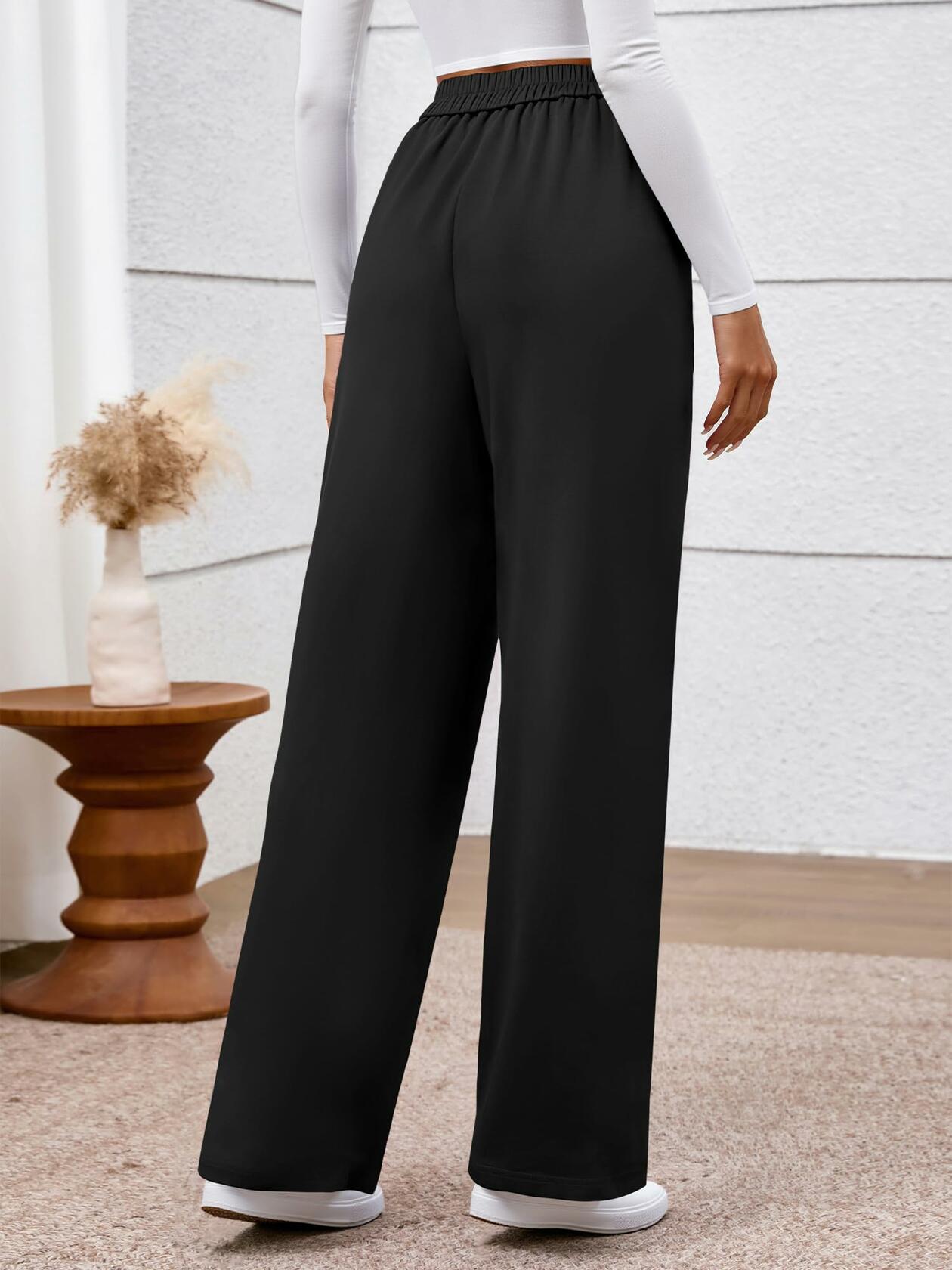 BTFBM Women's High Waisted Stretchy Palazzo Pants Black Size XX-Large