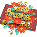 POPWOW Christmas Floral Poinsettia 3D Pop Up Card 5x7 with Envelope