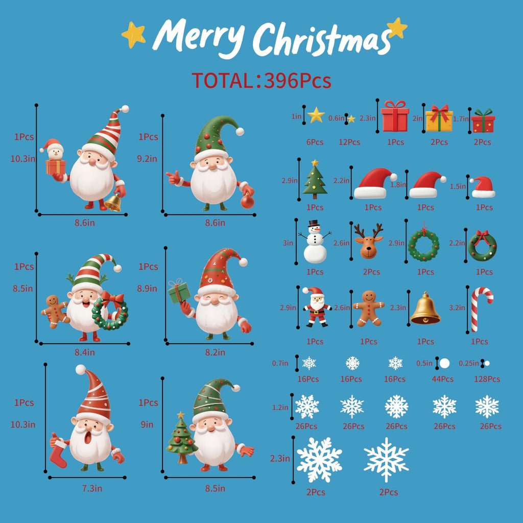 XISHIUYIS 396Pcs Christmas Window Decorations Removable Clings White