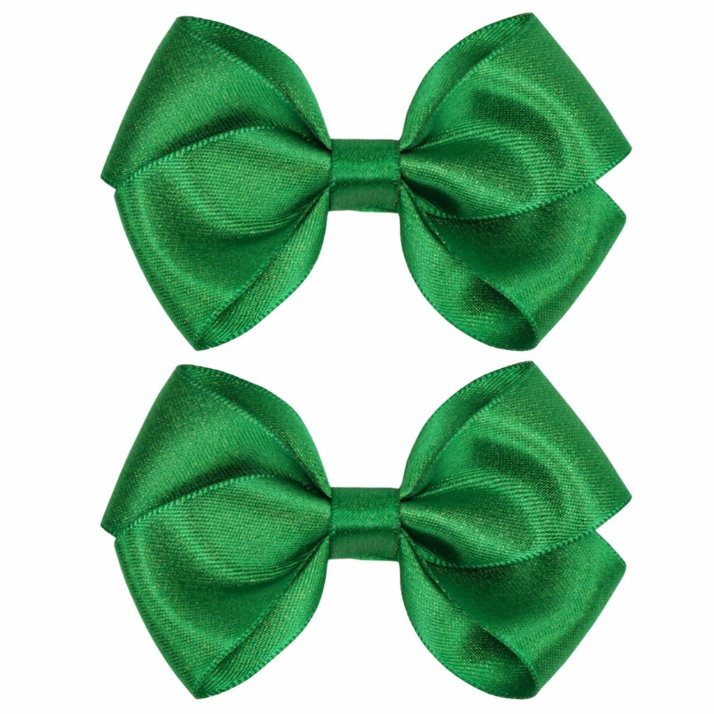 ZOLYCO 3 Inch Glitter Green Hair Bows Clips Alligator Hairpin 2 Count