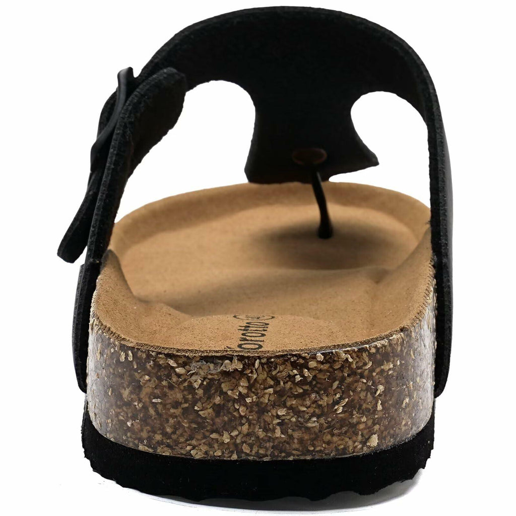 Torotto Flip Flops Thong Sandals Cork Footbed Adjustable Black Size 44