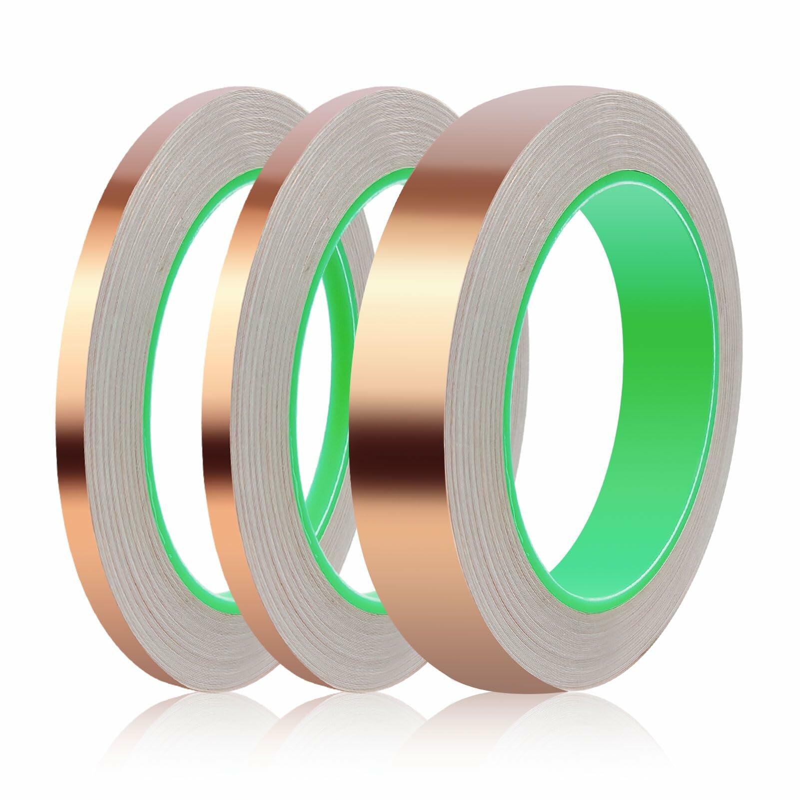 Oubaka 3 Pack Double-Sided Copper Foil Tape 1/4",1/4",1" EMI Shielding