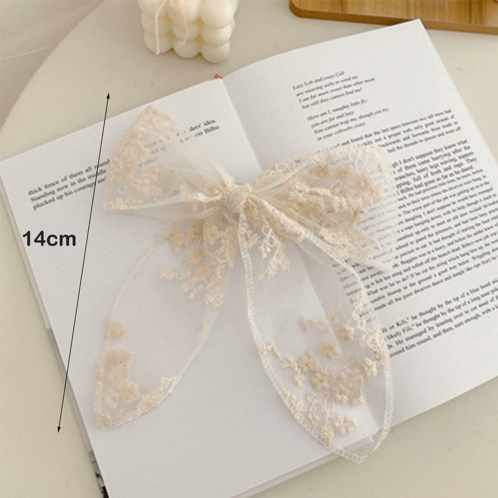 ASIJUNTYECHO Large Lace Hair Bows for Girls Women Tulle Jacquard Clips