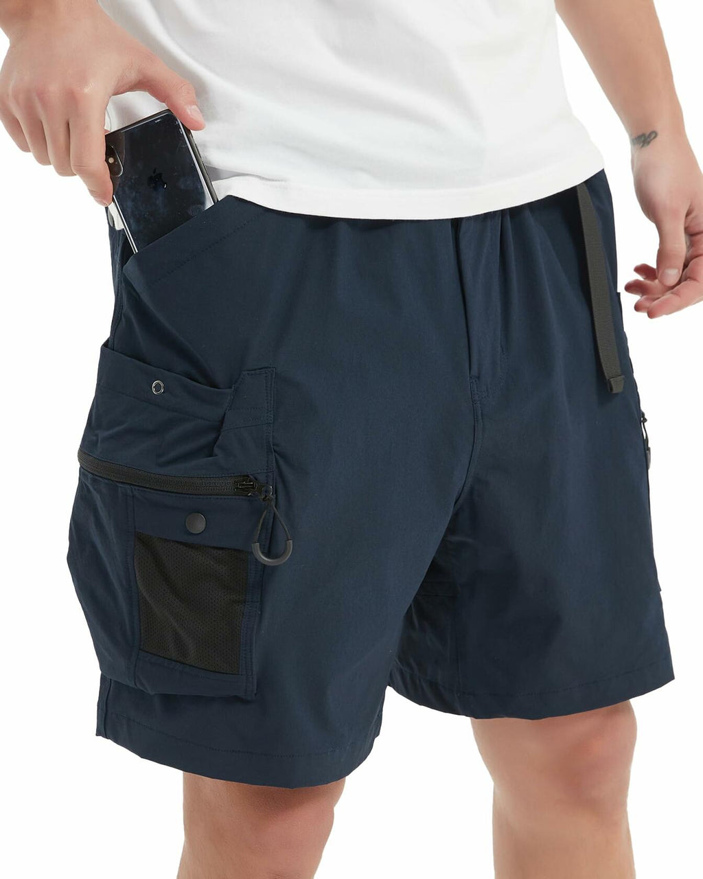 MONTFLIX Men's Hiking Cargo Shorts Lightweight Quick Dry Multi Pocket Navy M