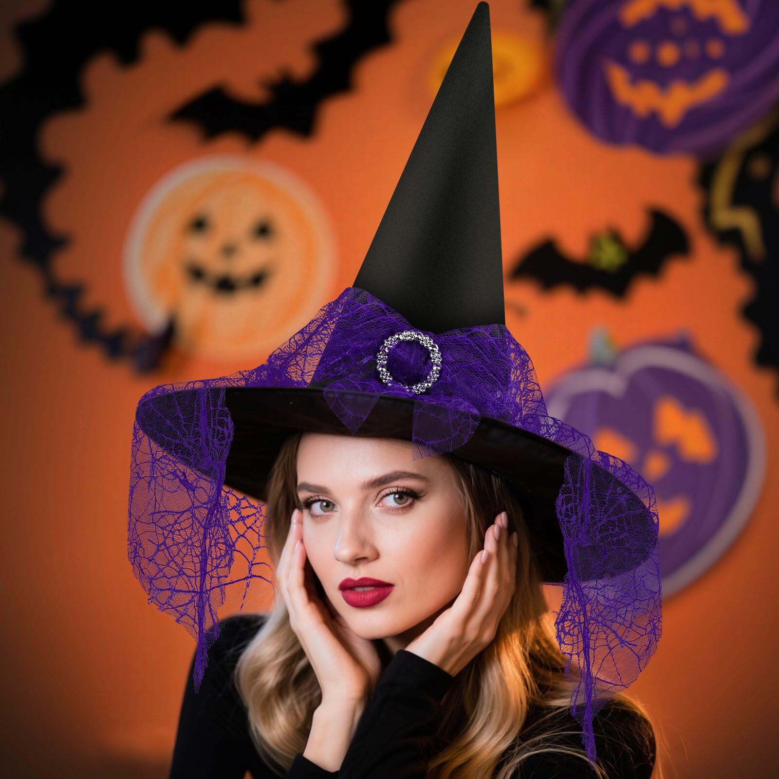 Doitory Halloween Witch Hat Purple Cotton Costume Accessory One Size