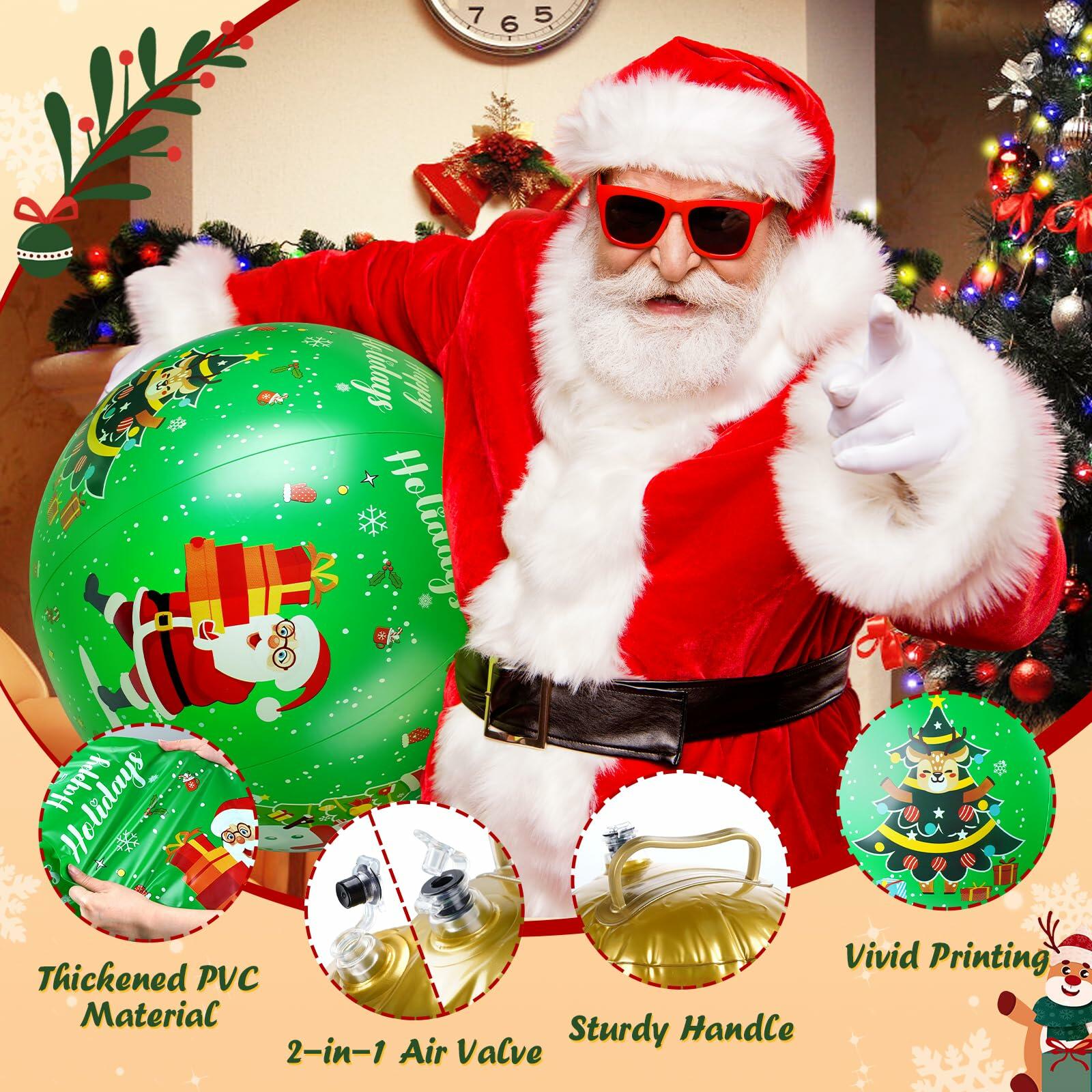 SUIMOT 2 PCS 24" PVC Giant Inflatable Christmas Balls Red Green Outdoor