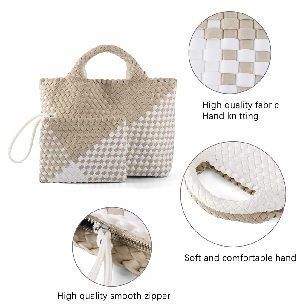 LIKEBAG Neoprene Woven Tote Bag Summer Beach Handbag Purse 11.1x12.2x4.75in