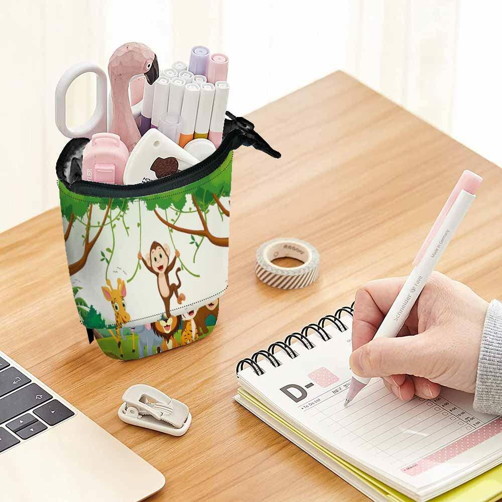 Swono Animal Pencil Case Jungle Monkey Tiger Giraffe Lion Elephant Colorful