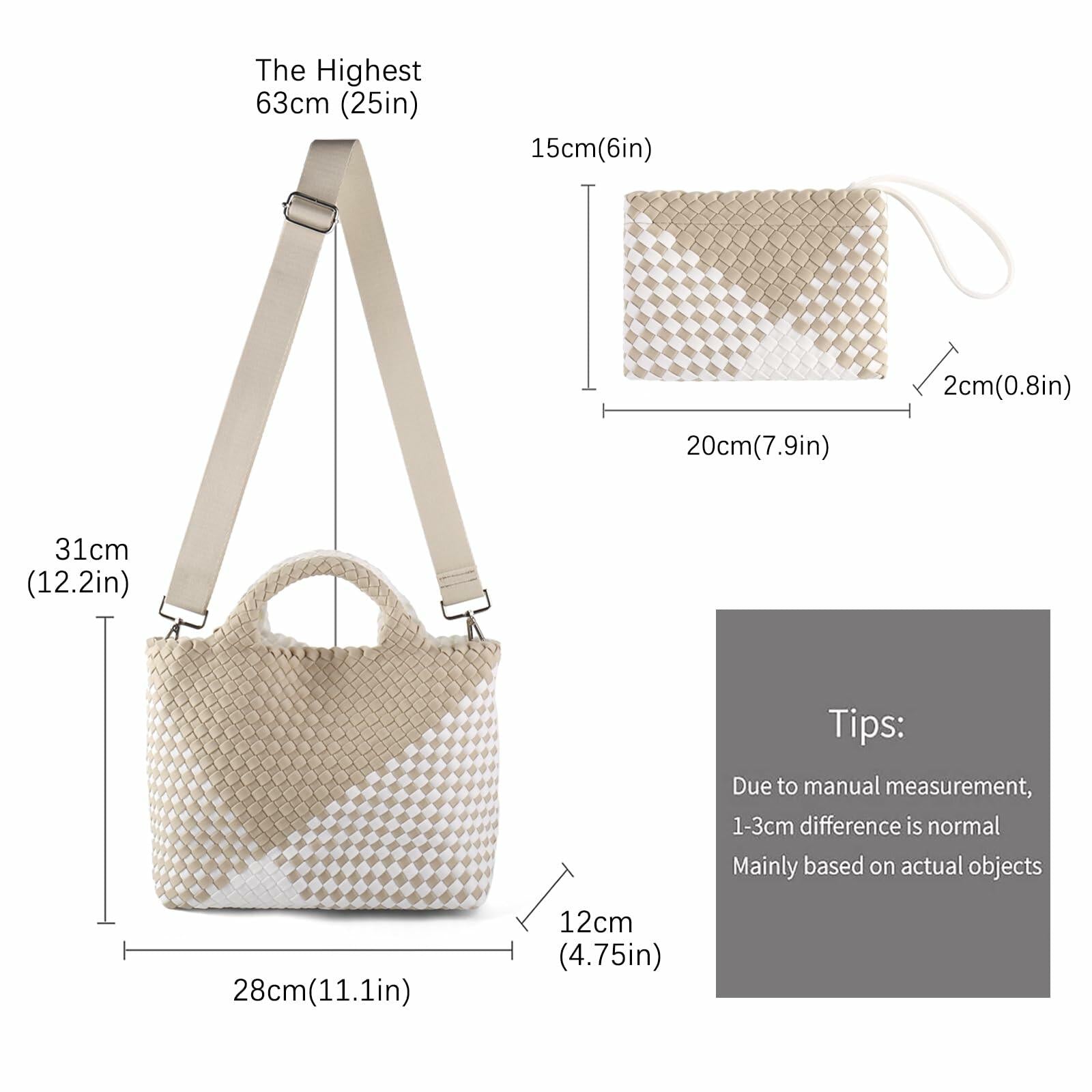 LIKEBAG Neoprene Woven Tote Bag Summer Beach Handbag Purse 11.1x12.2x4.75in