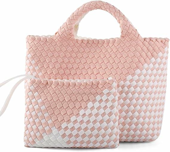 LIKEBAG Neoprene Woven Tote Bag Summer Beach Handbag Purse 11.1x12.2x4.75in