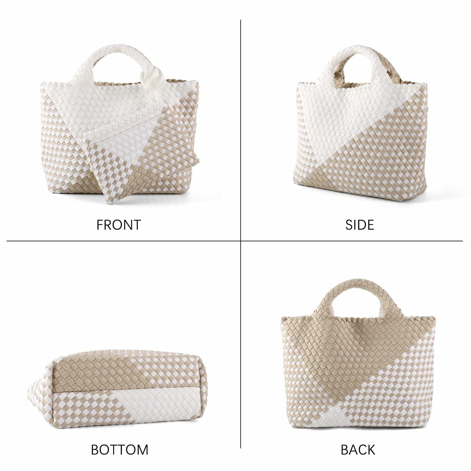 LIKEBAG Neoprene Woven Tote Bag Summer Beach Handbag Purse 11.1x12.2x4.75in