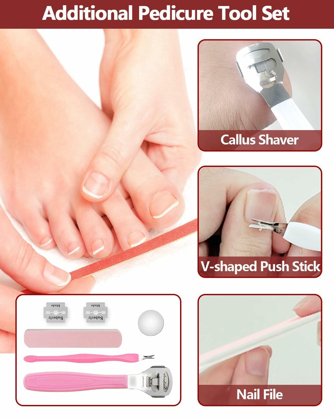 NKJVE Electric Foot File Callus Remover 3 Heads 2 Speed White Rechargeable