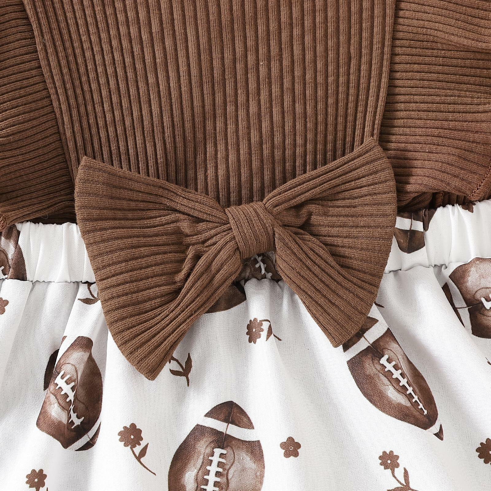 Chichoo Baby Girl Football Ruffle Sleeveless Romper Dress Headband Size 12-18M