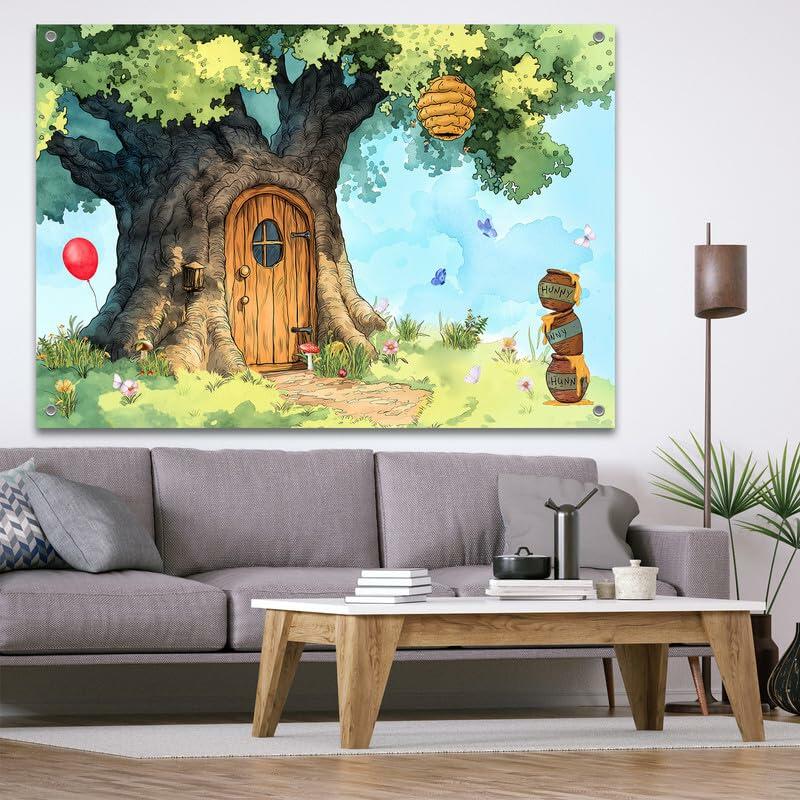 UMURILXY Cartoon Hunny Forest Backdrop 7x5FT Polyester Spring Tree Honey