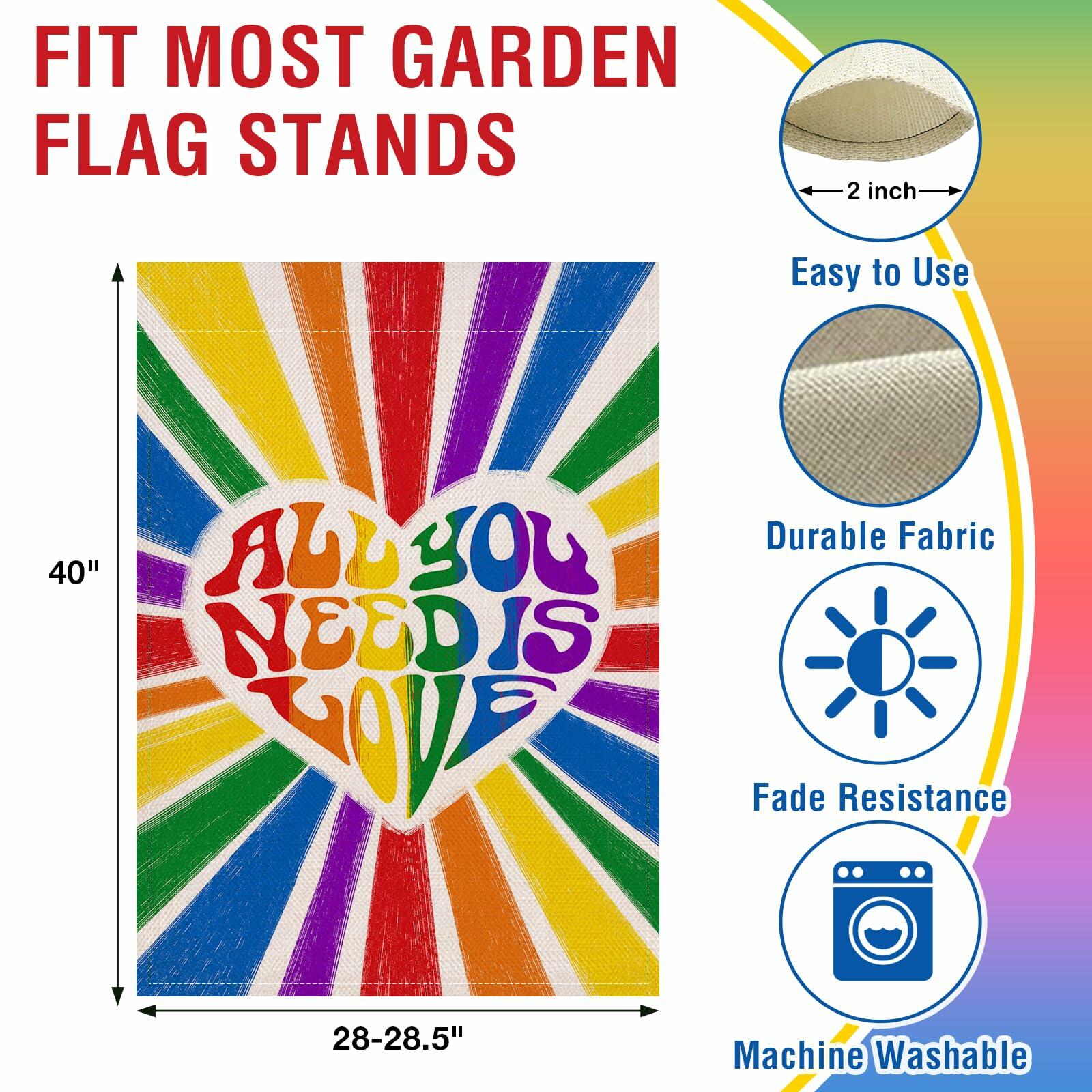 Artofy Pride Rainbow All You Need is Love House Flag Burlap 28x40 Festival