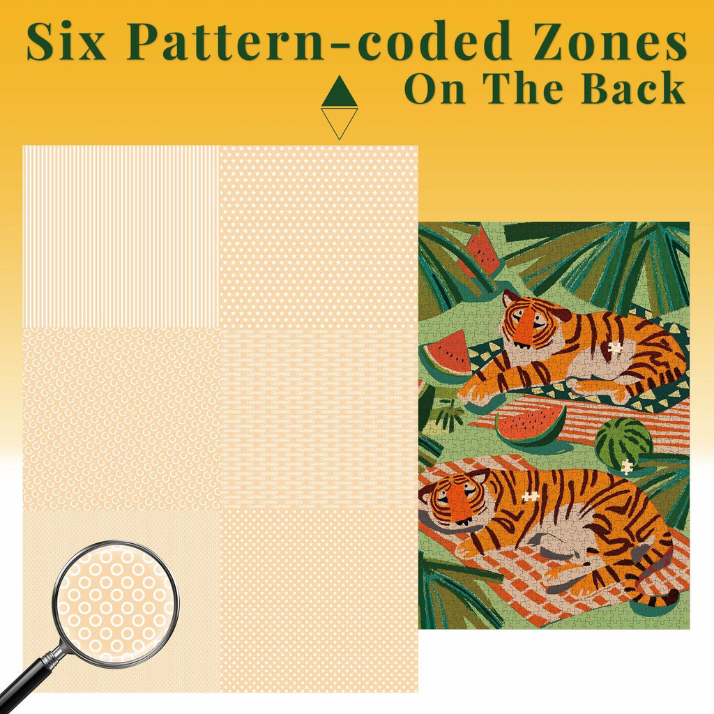 Graphinee 1000pcs Summer Tiger Jigsaw Puzzle Colorful Animal Paper Puzzle