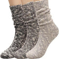 3 Pairs Women Winter Wool Cable Knit Crew Knee High Socks Acrylic Blend B03