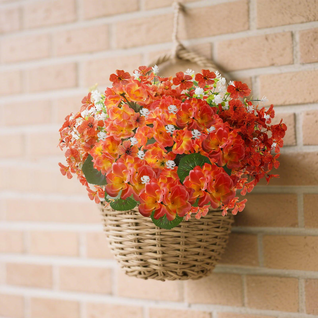 WOBUBU 14'' Artificial Fall Flowers 12 Bundles Orange UV Resistant