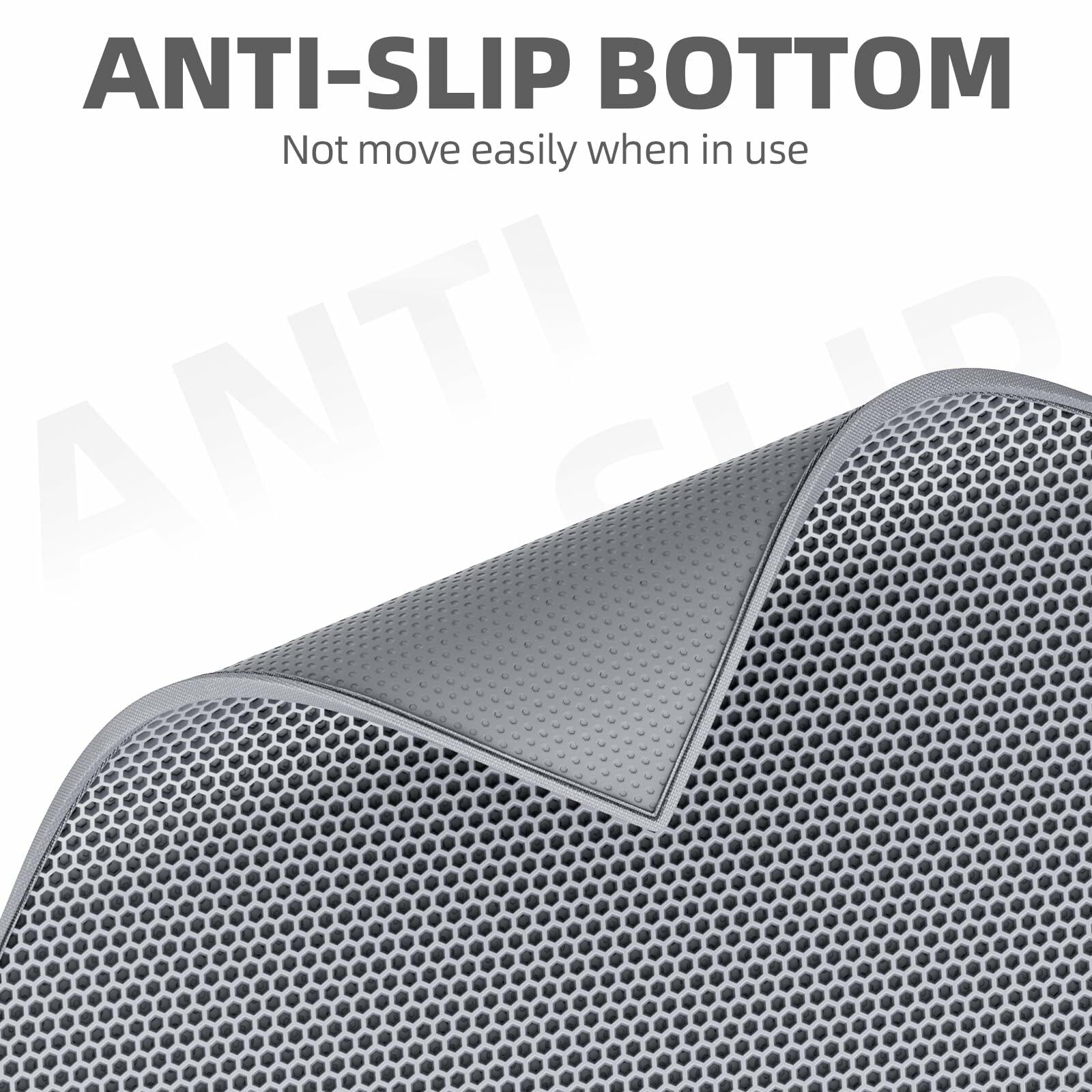 ESTHELLO Cat Litter Mat Large Honeycomb Double Layer Gray 36x30