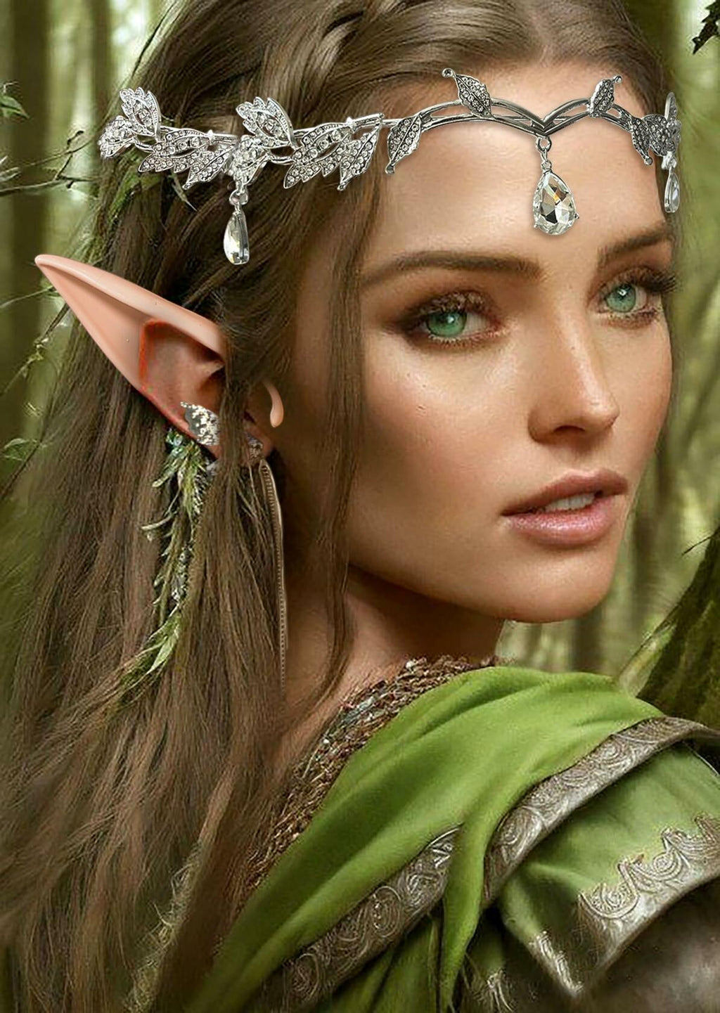JeVenis Set of 3 Silver Elf Headpieces Elf Ears Crown Fairy Jewelry